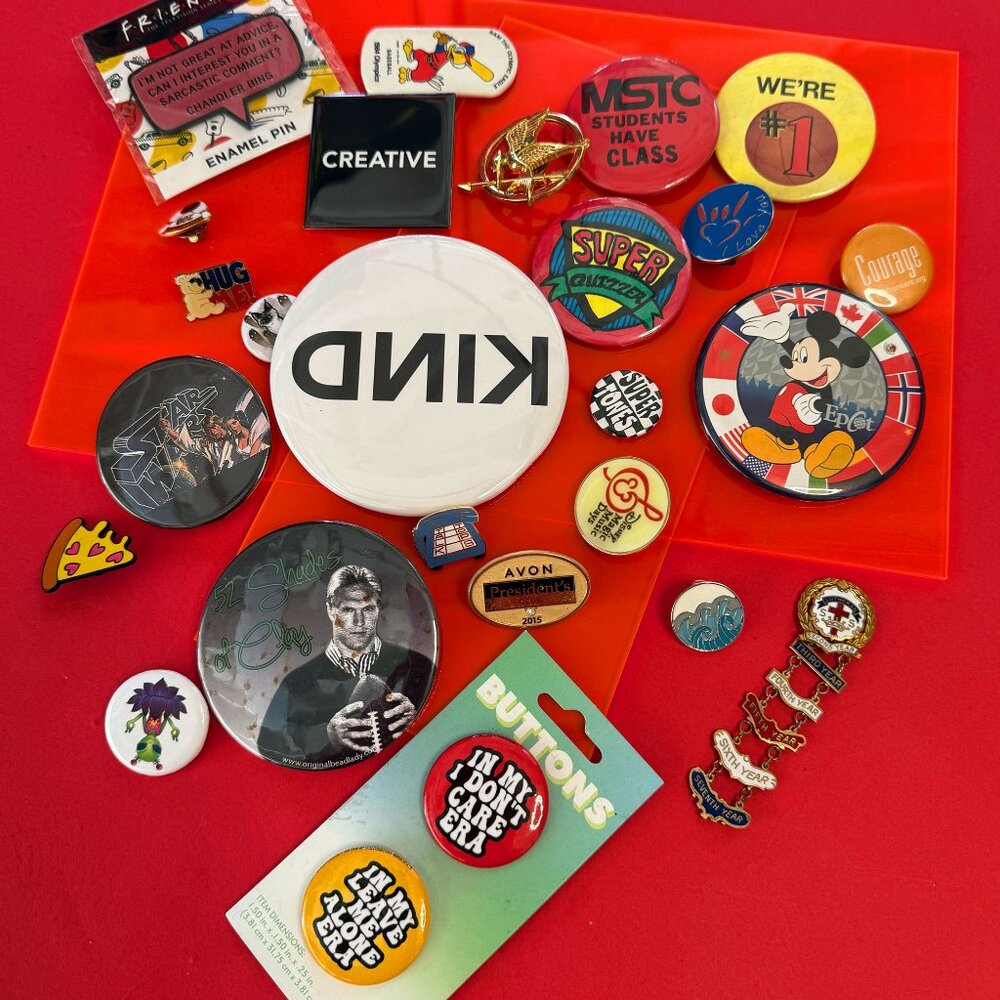 Upcycled Pin Bundle – 25 Unique Vintage + Modern Jacket Pins